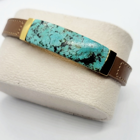 Stainless steel natural stone leather bracelet - Picture 6 of 6